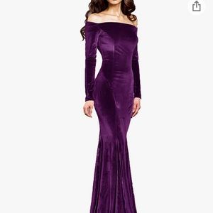 Velvet purple prom dress